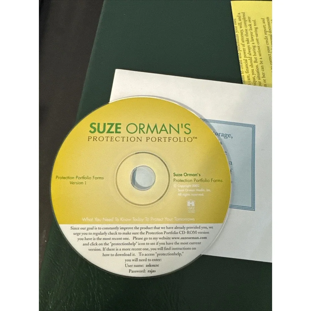 Suze Orman's 2002 Blue Case Protection Portfolio Book, Cd, Folders -  Complete